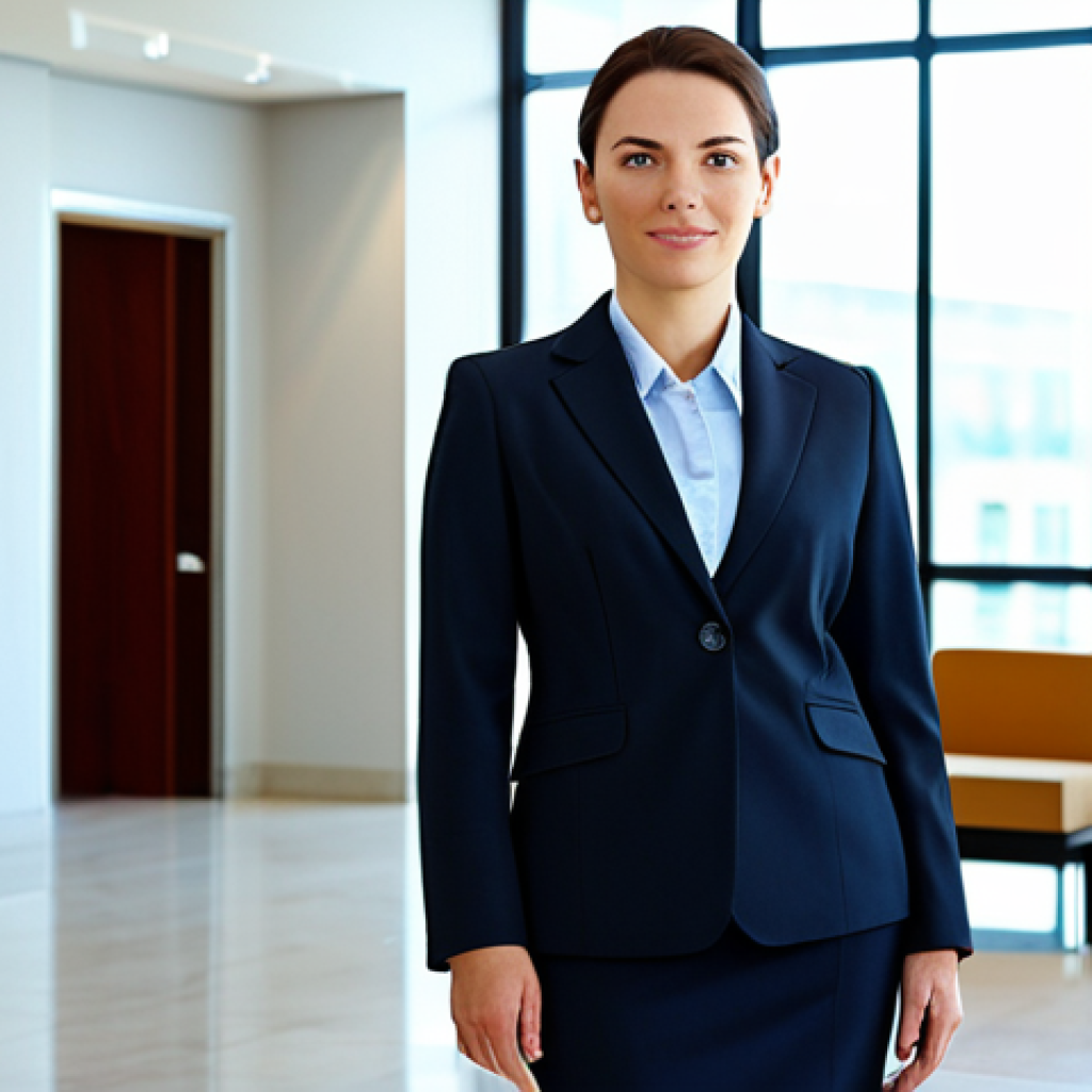 전기화학 반응 메커니즘 - Professional Businesswoman**

"A professional businesswoman in a tailored, modest business suit, sta...