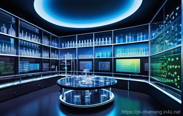 반도체 공정과 화학공학 - **Prompt:** "A highly detailed, sterile cleanroom environment where human engineers, fully clad in w...