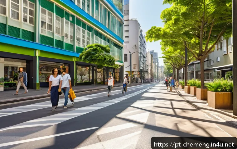 환경촉매 및 대기정화 기술 - A vibrant urban street scene in S&atilde;o Paulo, Brazil, showcasing modern buildings with facades coated i...