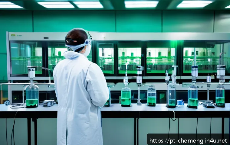 핵연료 및 원자력 화학공정 - A highly detailed scientific laboratory scene focusing on advanced nuclear fuel reprocessing technol...