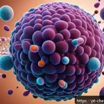 의료용 화학소재 및 공정 - A highly detailed scientific illustration of biodegradable polymer nanoparticles releasing medicatio...