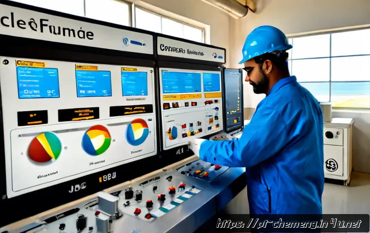 화학공정의 효율 최적화 - Photorealistic modern chemical processing control room in Portugal, a focused engineer in clean prot...